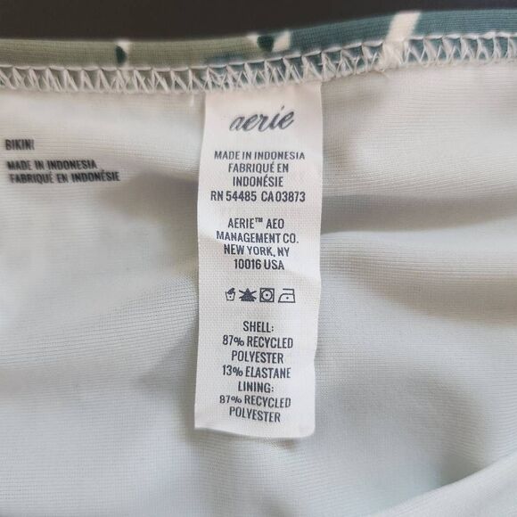 Aerie Green and Gold Print Bikini Bottoms NWT Size Small Full Coverage Bottoms - Picture 8 of 13